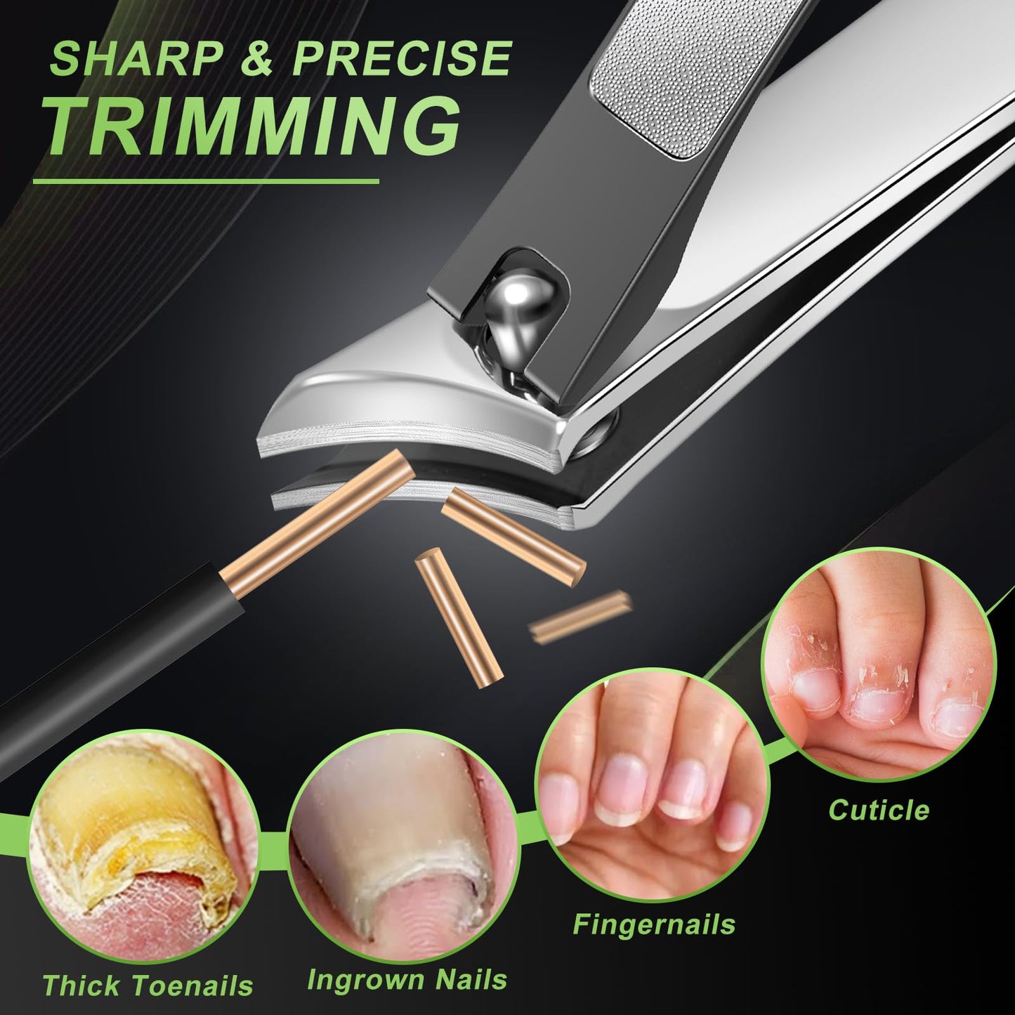 Ingrown Toenail Clippers & Toenail Clippers for Thick Toenails for Seniors, Wide Jaw Opening Nail Clippers for Men