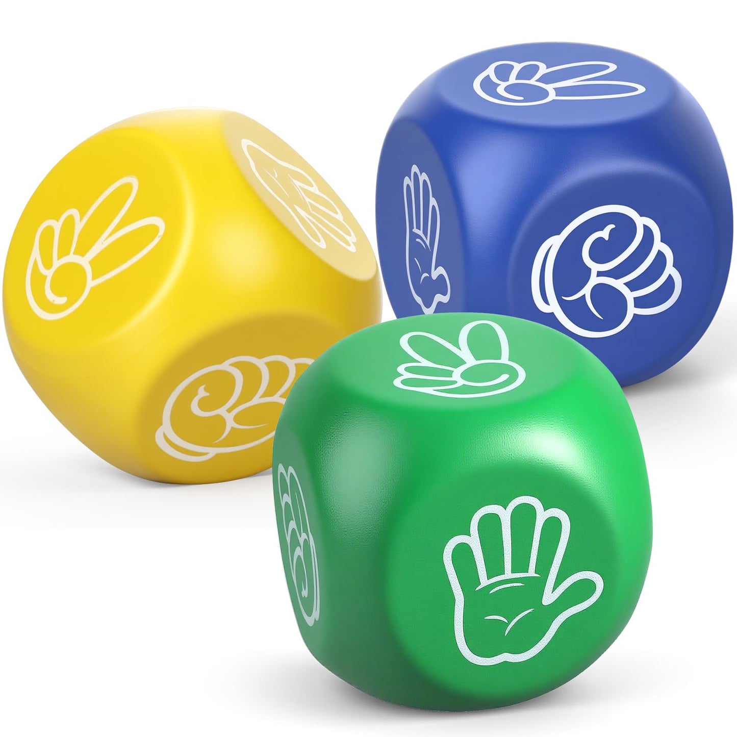 Cybemaga 3 Pcs Foam Squeeze Dice Cube for Kids Adults, Portable Soft Slow PU Dice with 6 Sided for Finger-guessing Game, Perfect Prize Gift for Birthday Christmas Party