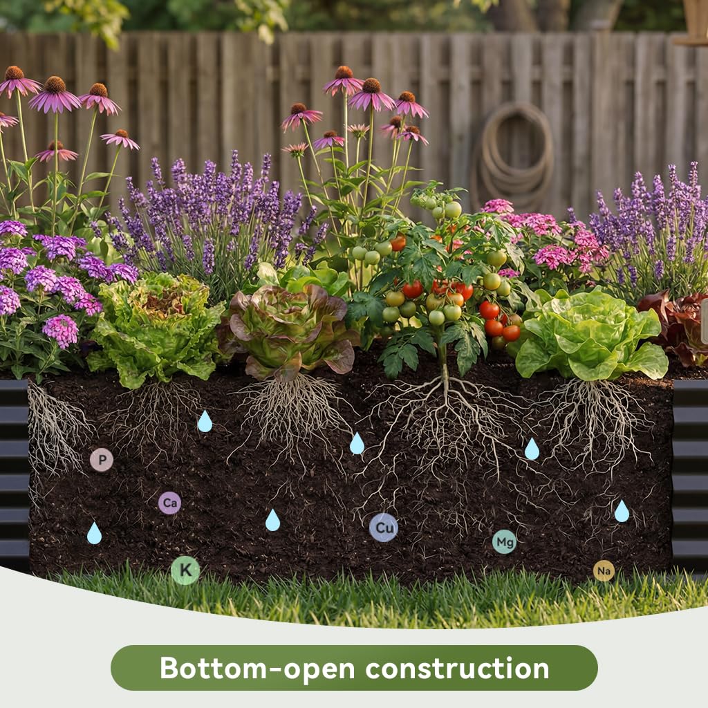 COMHOMA Galvanized Raised Garden Bed,6x3x2ft Large Metal Planter Box for Outdoor Vegetables,Corrugated Steel Herbed Plants Container,Extra Deep Gardeners Kits with Open Bottom