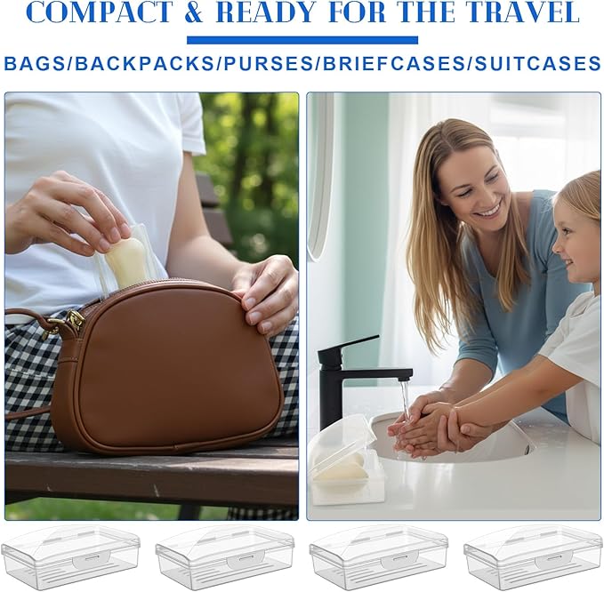 36 Pcs Travel Soap Container Portable Plastic Soap Boxes Bulk with Lid Homeless Donations Bulk Gym Shower Tour Groups Hotel Outdoor Camping (Clear)