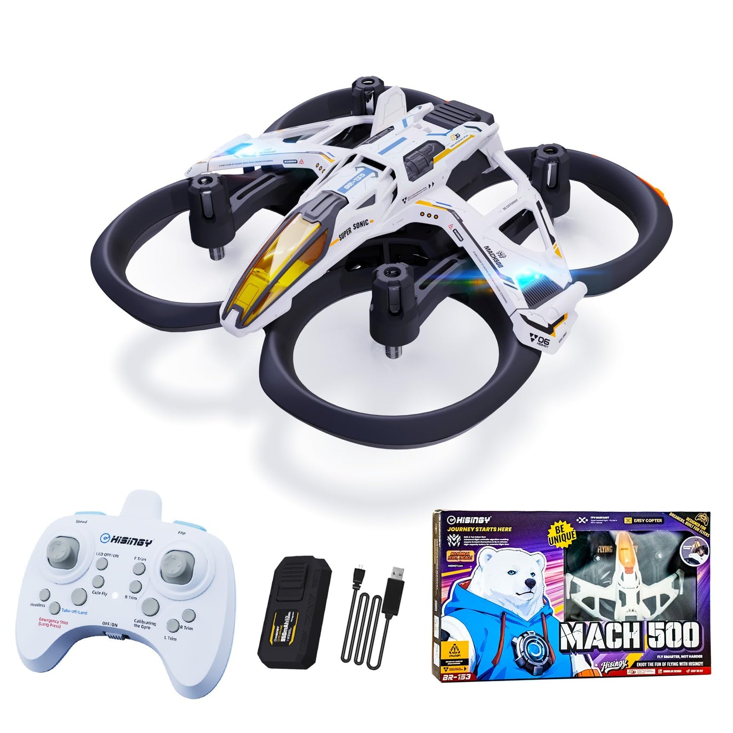 HISINGY MACH 500 Toy Drones for Kids,2 Batteries,High Efficiency Battery Charger(Within 25 mins) and Spare Propellars, Mini Micro Nano Indoor RC Quadcopter for Age 8-12 10-15 12-14
