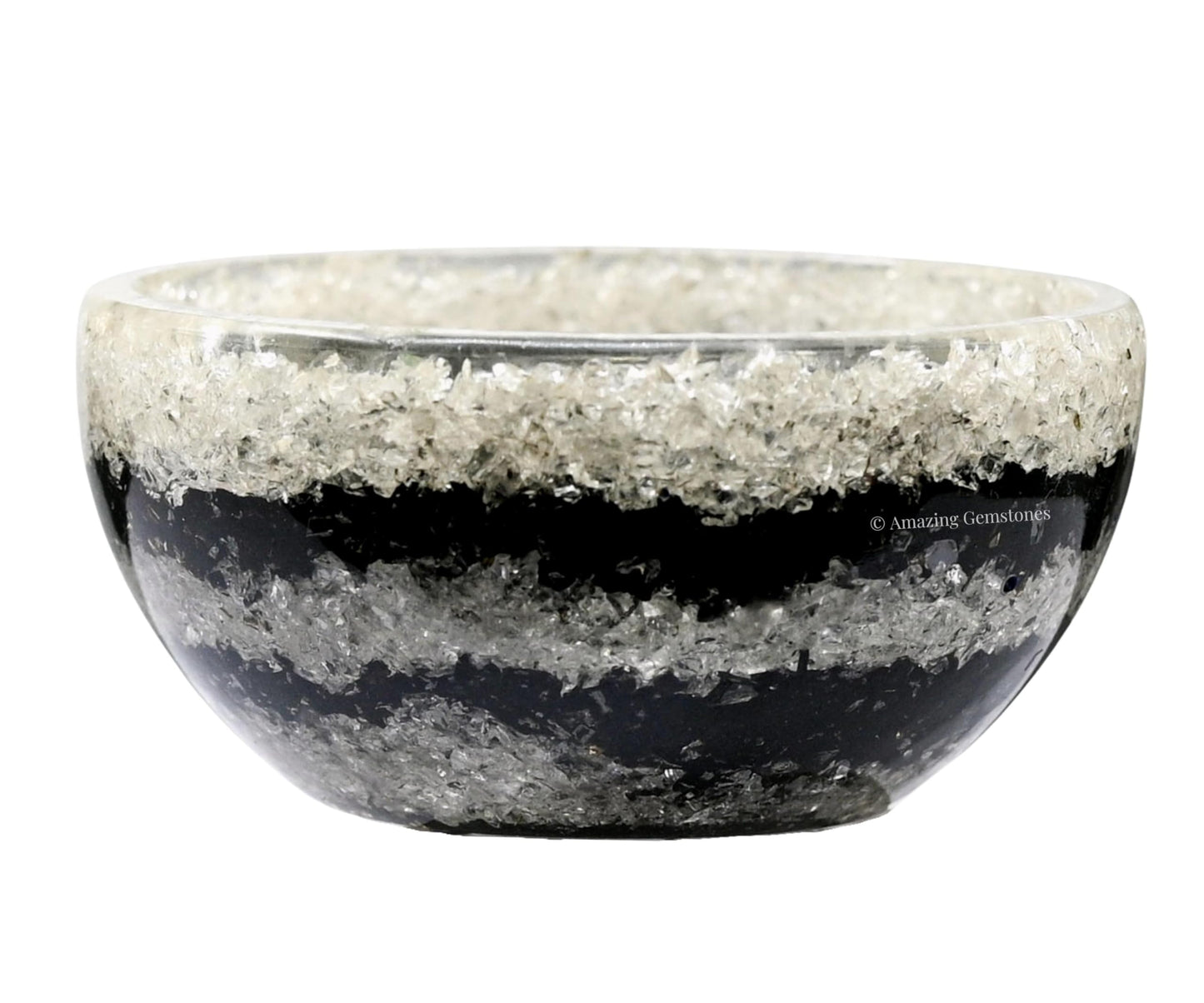 Amazing Gemstone - 3" Orgonite Black Tourmaline & Clear Quartz Crystal Bowl for Meditation, Crystals and Healing Stones Gift and Protection