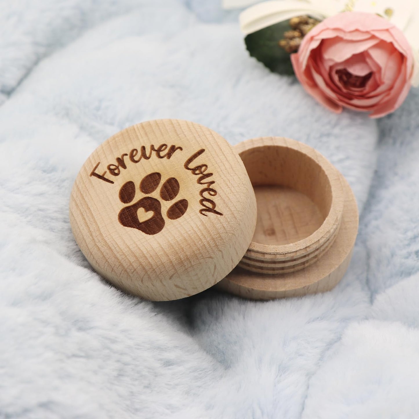 Liannan Custom Wooden Pet Fur Keepsake - Personalized Engraved Dog Ears and Tooth Box, Memorial Box, Loss Sympathy Gift for Dogs and Cats(style 6)