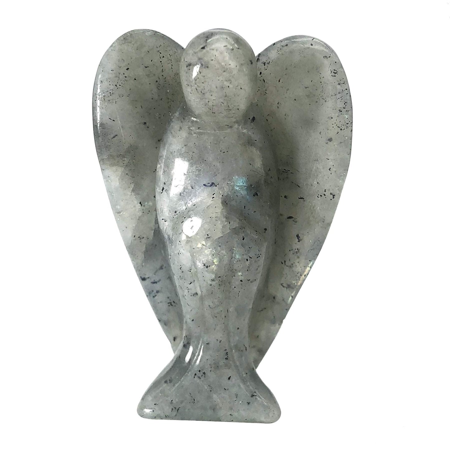 favoramulet 2 Inches Moonstone Crystal Pray Guardian Angel Statue, Carved Healing Peace Angel with Wing Figurine Pocket Stone