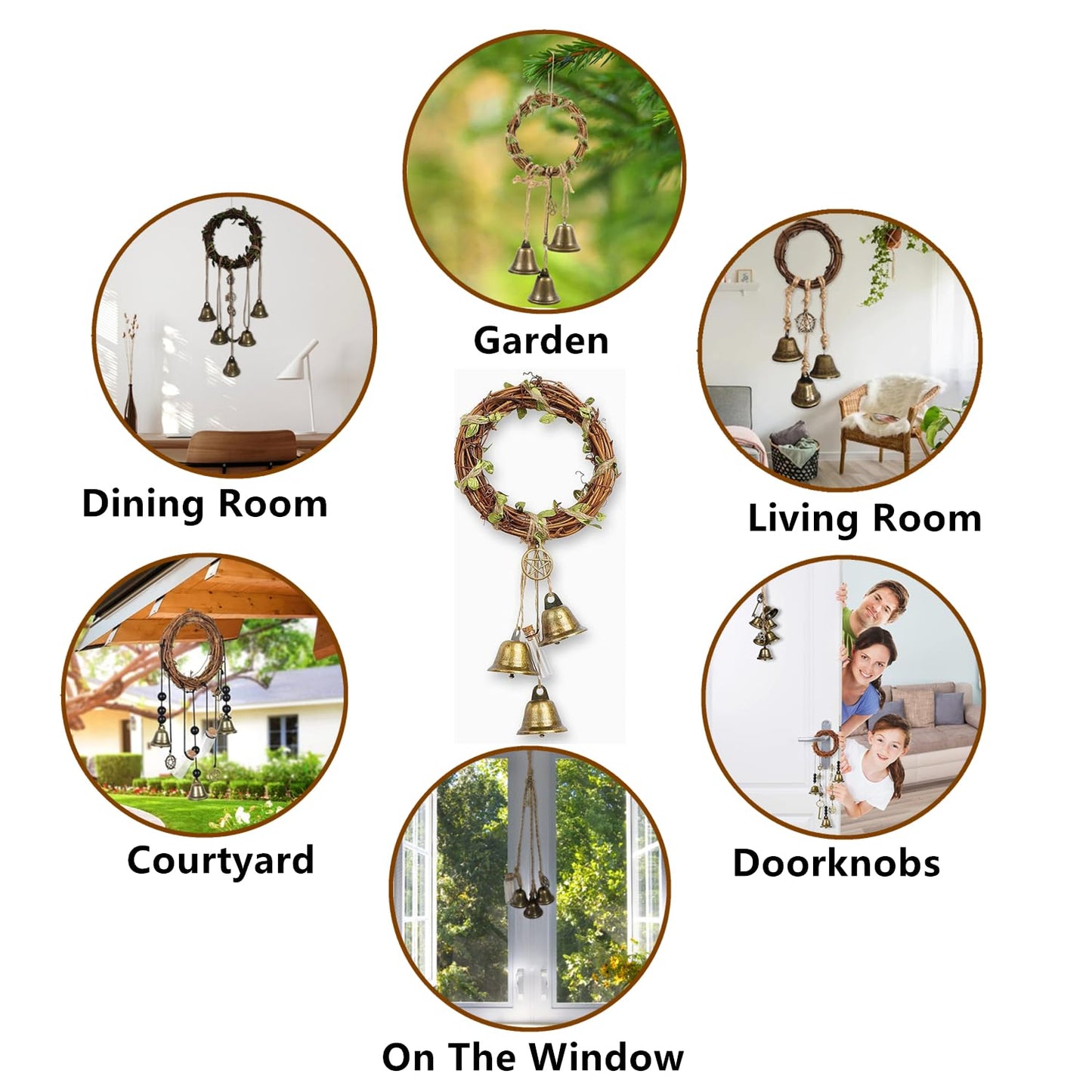69 Pcs Witch Bells DIY Kit Decor Door Knob Hanging Witchcraft Protection Witchy Wind Chimes Wreath Decorations