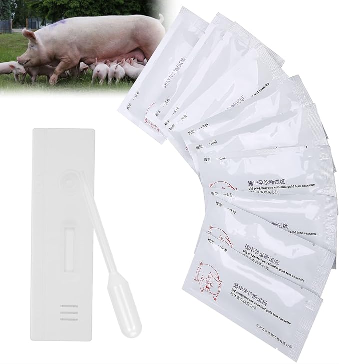 Pig Pregnancy Test Strip, Pack of 10 Disposable Pig Pregnancy Test Strip Early Pregnant Detection Testing Tool Veterinary Equipment Livestock Supply for Pig Early Pregnancy Testing