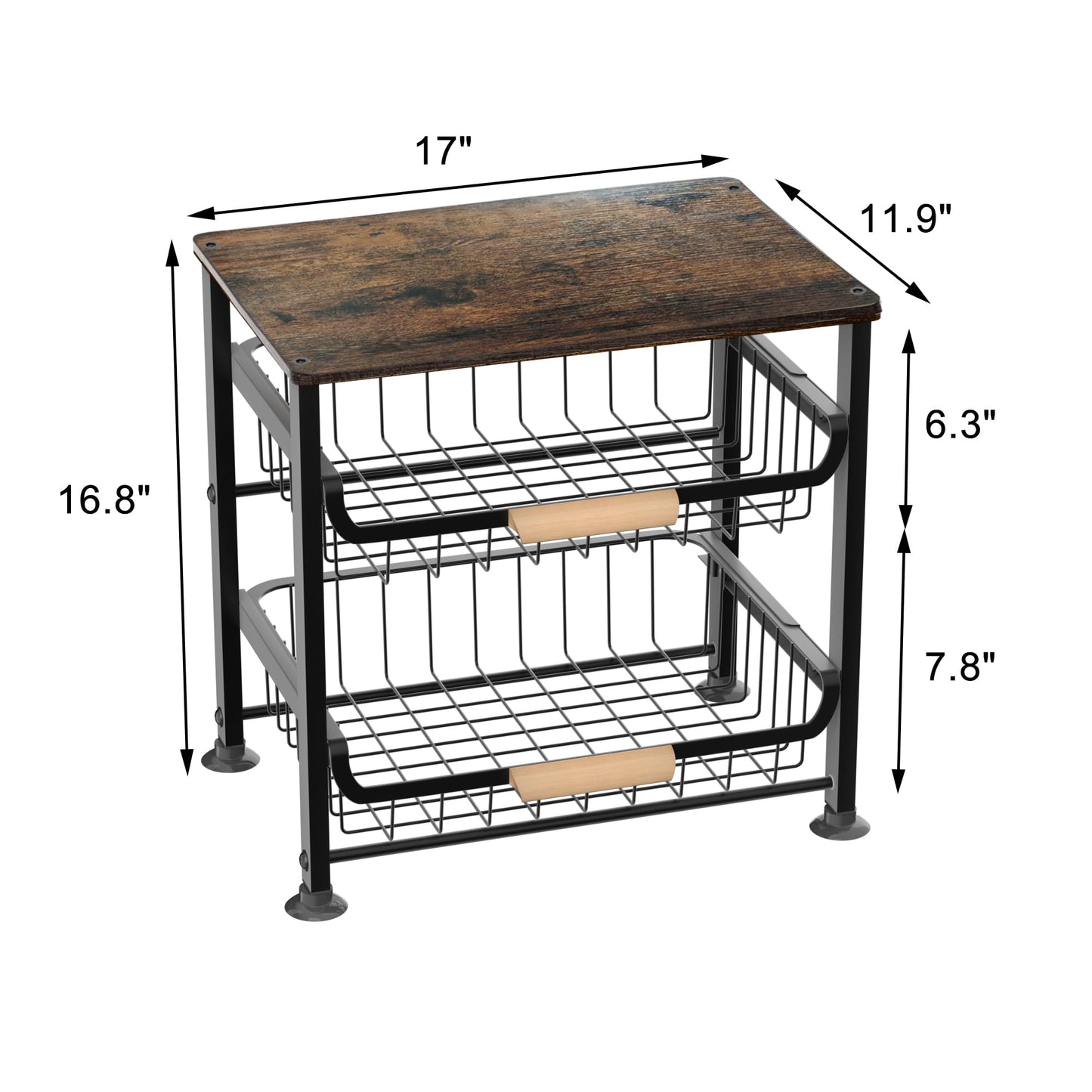 Uninol Fruit Vegetable Basket for Kitchen,3 Tier Pantry Organizers and Storage,Snack Organizer for Countertop,Pantry Cart,Metal Wire Storage Shelf Organizer Baskets for Kitchen, Pantry, Bathroom