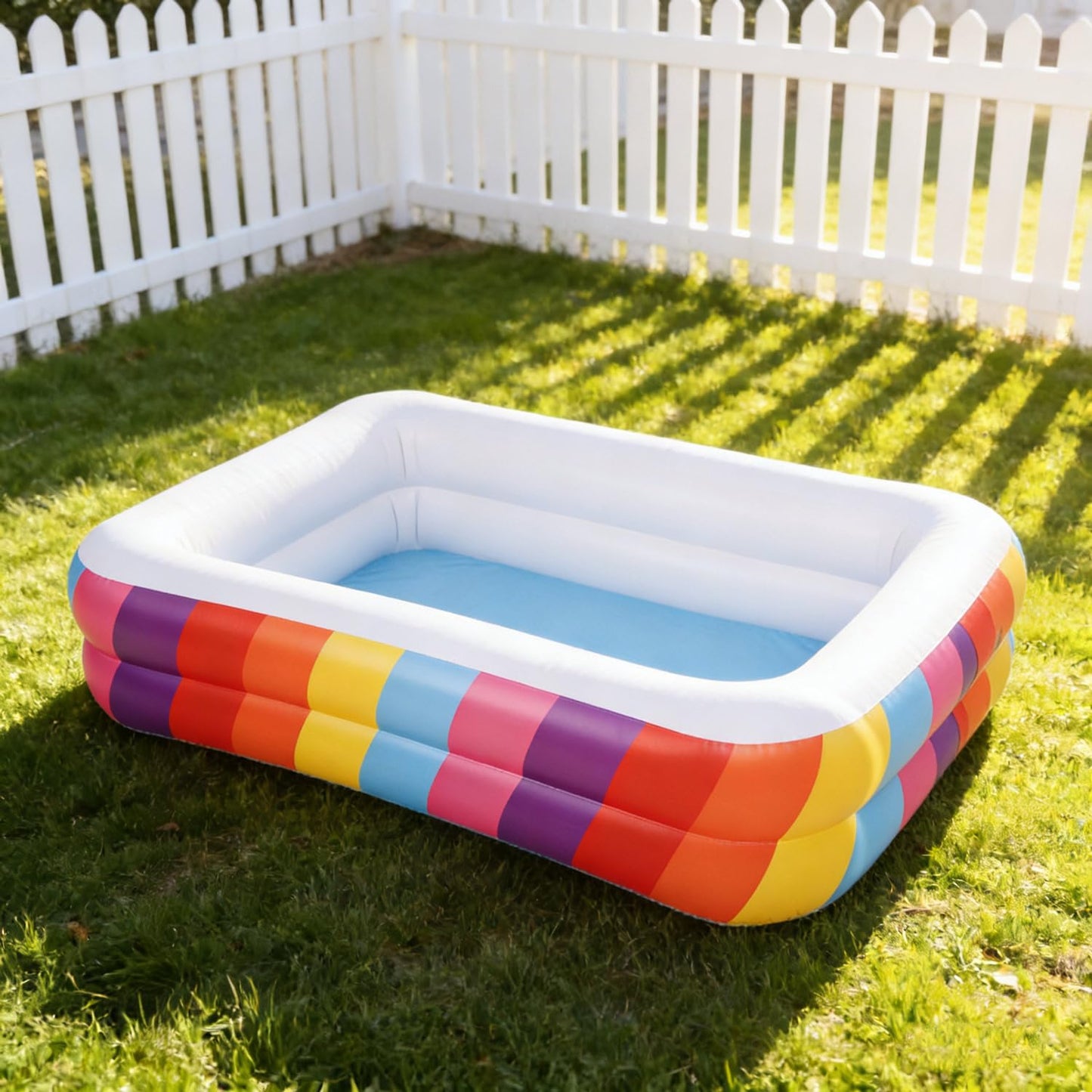 CHICLIST Kids Splash Pool Inflatable 74" Rectangular, Large BPA-Free PVC Kiddie Pool with Drain Plug for Ages 3-12