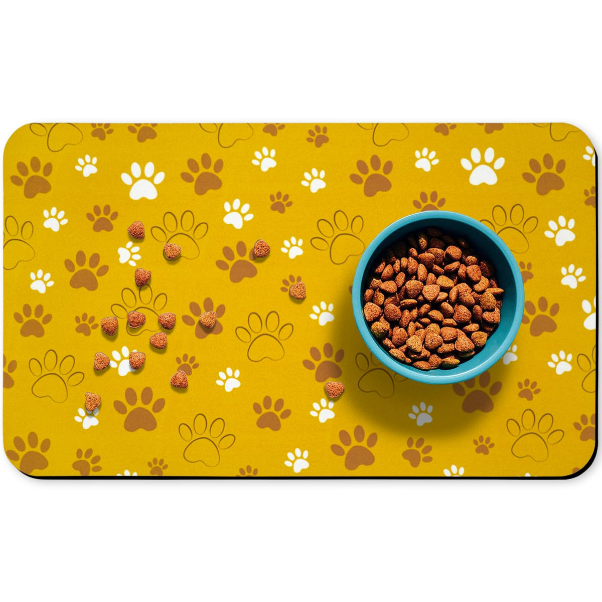Dog Food Mat, Absorbent Water Bowl Mats Cat Pet Feeding Placemats Green 32 * 24 inch