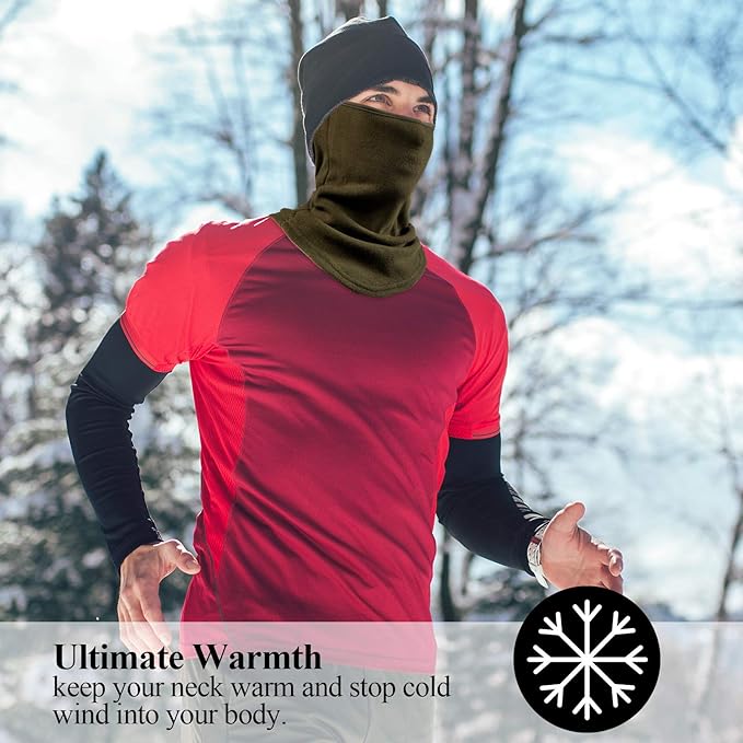 6 Pieces Winter Fleece Neck Gaiter Warmer Face Covering Windproof Half Balaclava Neck Scarf for Cold Weather Skiing