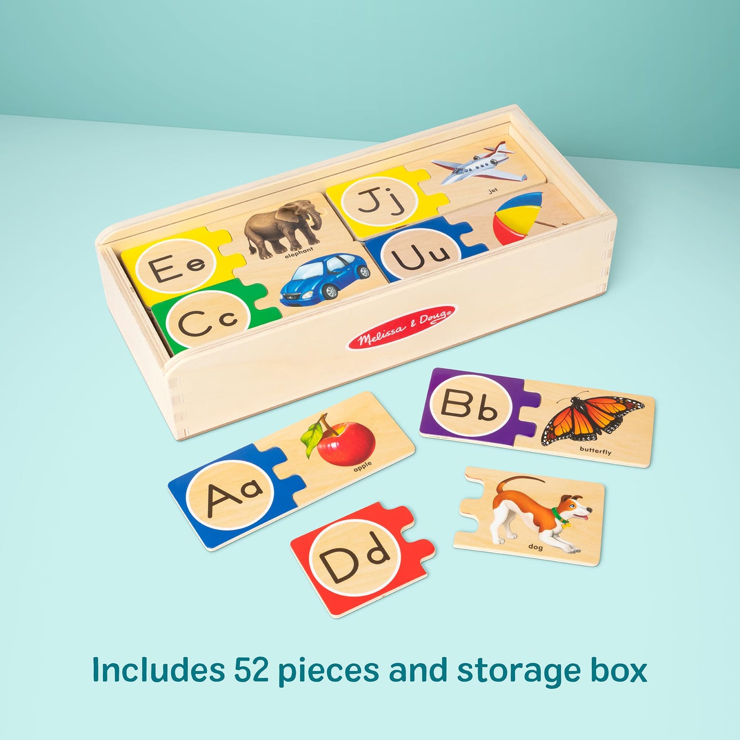 Melissa & Doug Self-Correcting Alphabet Wooden Puzzles with Storage Box (52 pcs) ABC Puzzles, Wooden Alphabet Puzzle for Kids Ages 4+