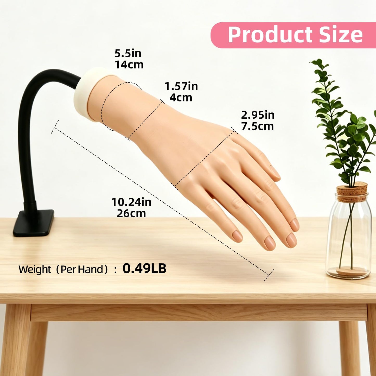 Practice Hand for Acrylic Nails,Flexible Bendable Mannequin Fake Hands with Clamp Stand to Practice Fake Nails for Nail Art