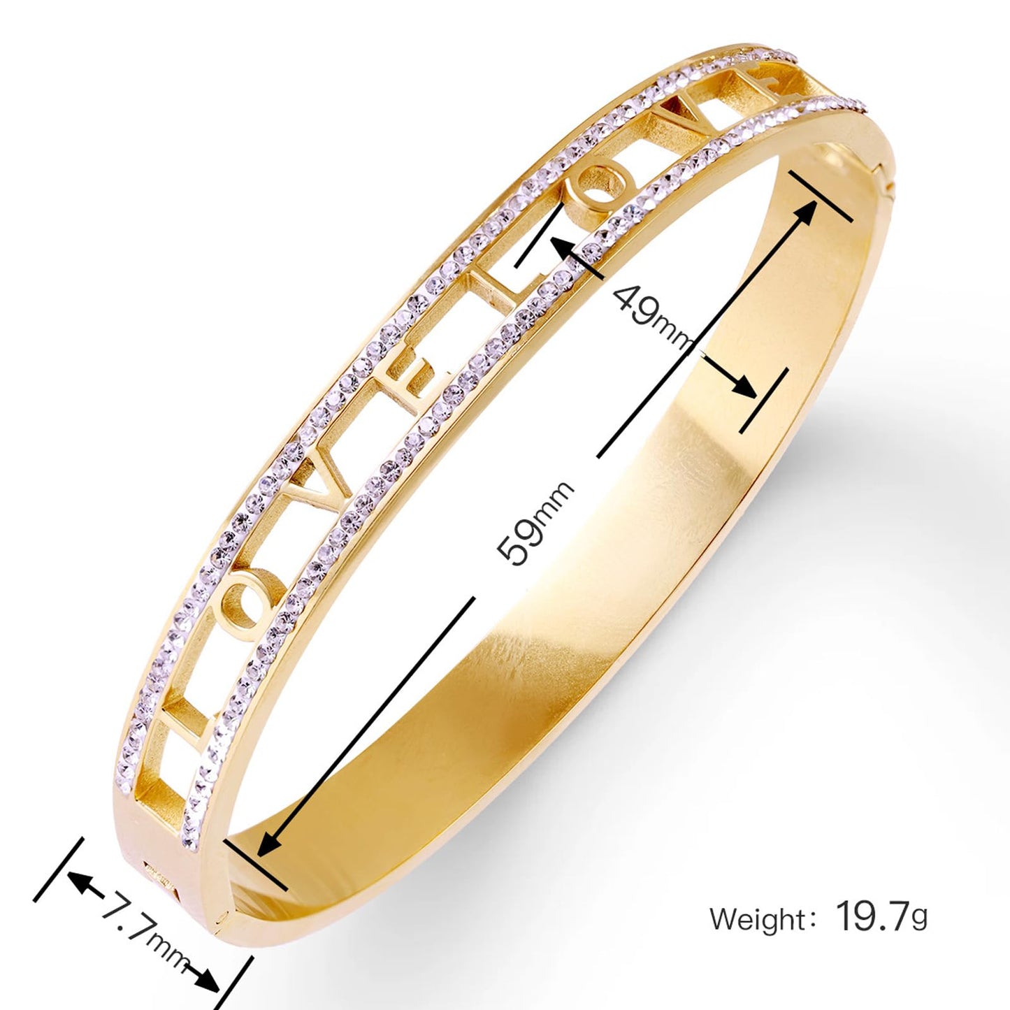 Vbvbip 18K Gold Plated 316L Stainless Steel Bangle Bracelet Collection - 12 Unique Designs + Matching Diamond-Accent Titanium Steel Chain, Gift for Women