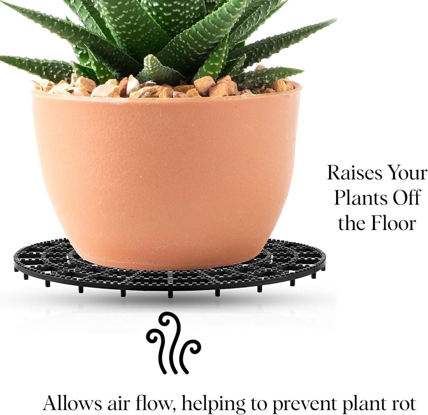 WISHDIAM Plant Riser 6PCS, Flower Plant Stands, 12 inches Patio&Deck Floor Protector, Adjustable Heavy Plant Riser, Deck Planter Plant Coaster, Plant Trivet for Indoor, Outdoor, Airflow and Drainage