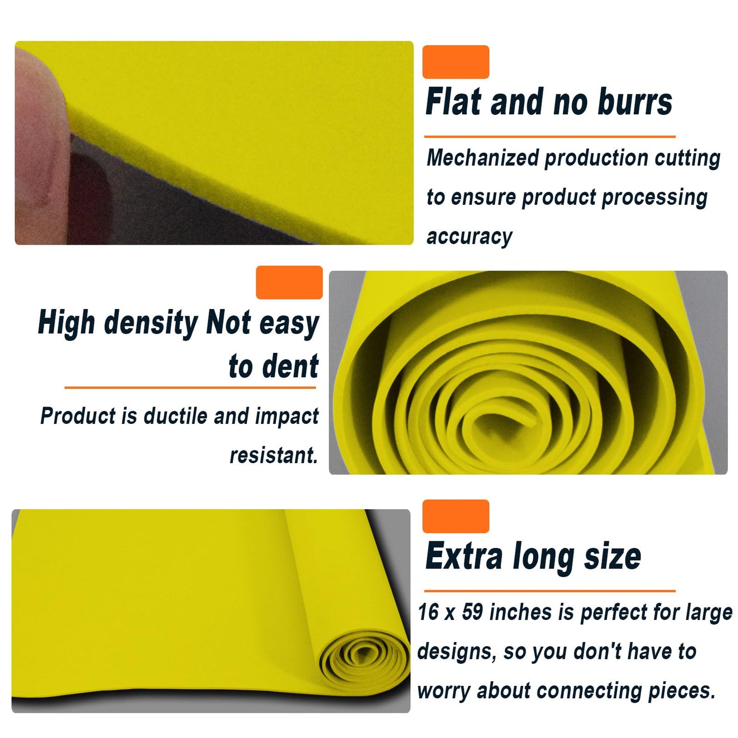 Qidiwin 3mm EVA Foam Roll - 16x59in Craft Foam for Cosplay, DIY Projects & Costumes - High Density 90kg/m3, Durable, Easy to Cut, Perfect for Large Designs(3mm Yellow