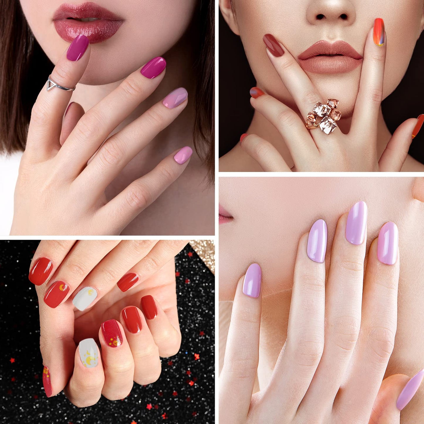 Maitys 560 Pieces 40 Sheets Full Wrap Nail Stickers Nail Polish Strips Decals Self Adhesive Gel Fingernail Strips Art Decals with File for Women DIY Craft Decorations(Glitter Style)