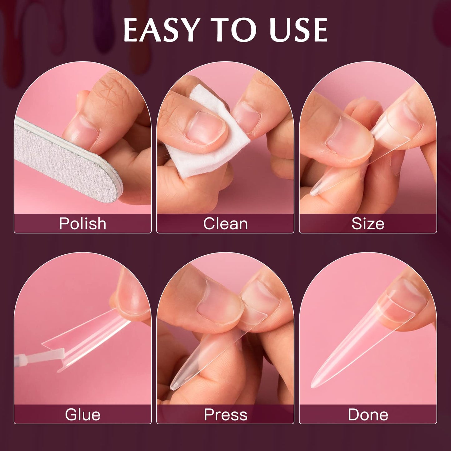 500PCS Clear False Nails Tips and 500PCS Stiletto Nail Tips with Box for Halloween Nail Salon and Home DIY
