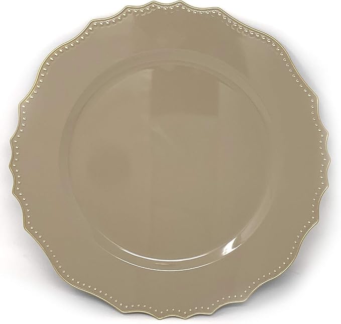 allgala 13-Inch 6-Pack Heavy Quality Round Charger Plates-Floral Tan-HD80347