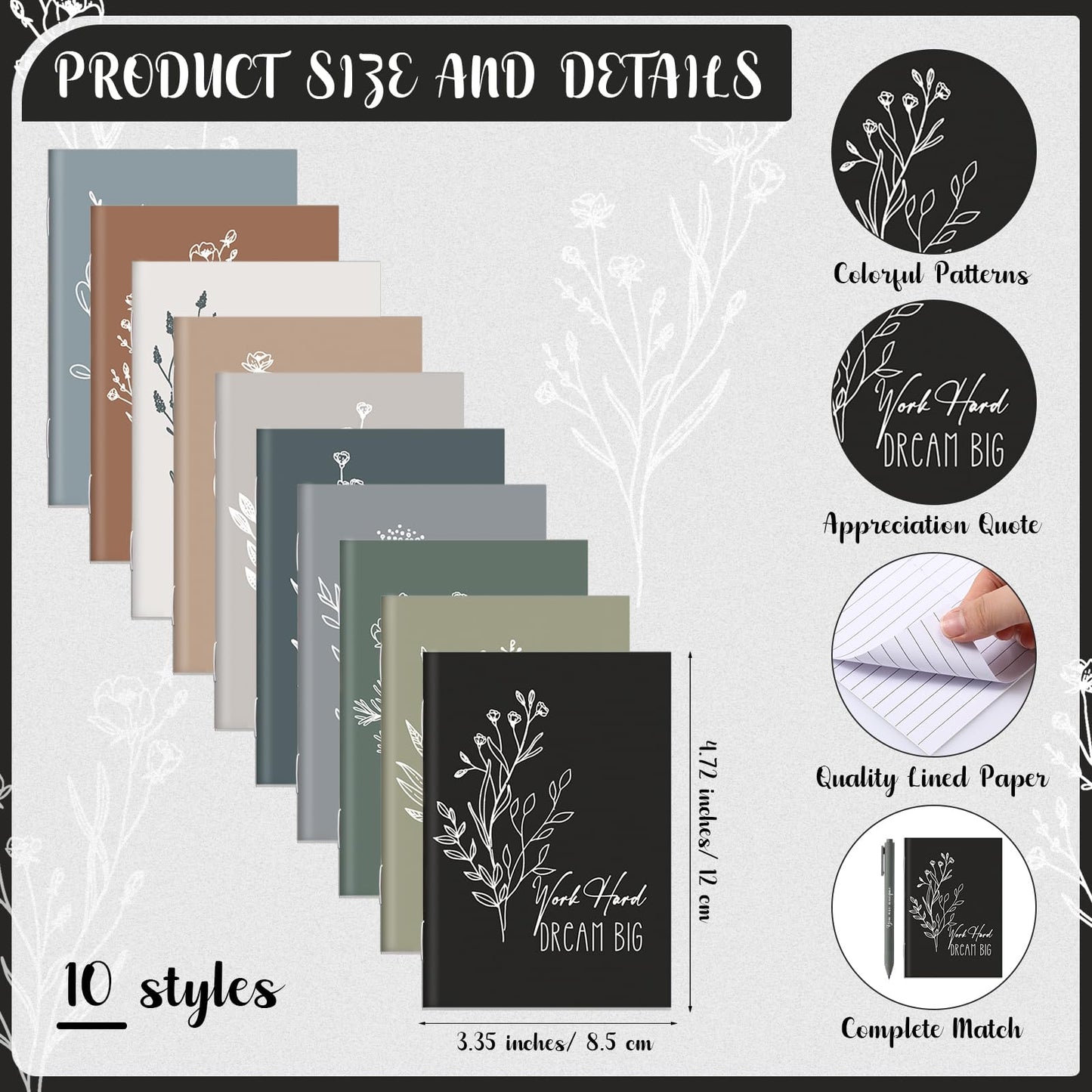Affrolling 60 Pcs Inspirational Notebooks with Pen Bulk Motivational Mini Notepads Graduation Gift for Teacher Appreciation Gift for Employee Coworker Staff Secretary Assistant Nurse (Neutral Colors)