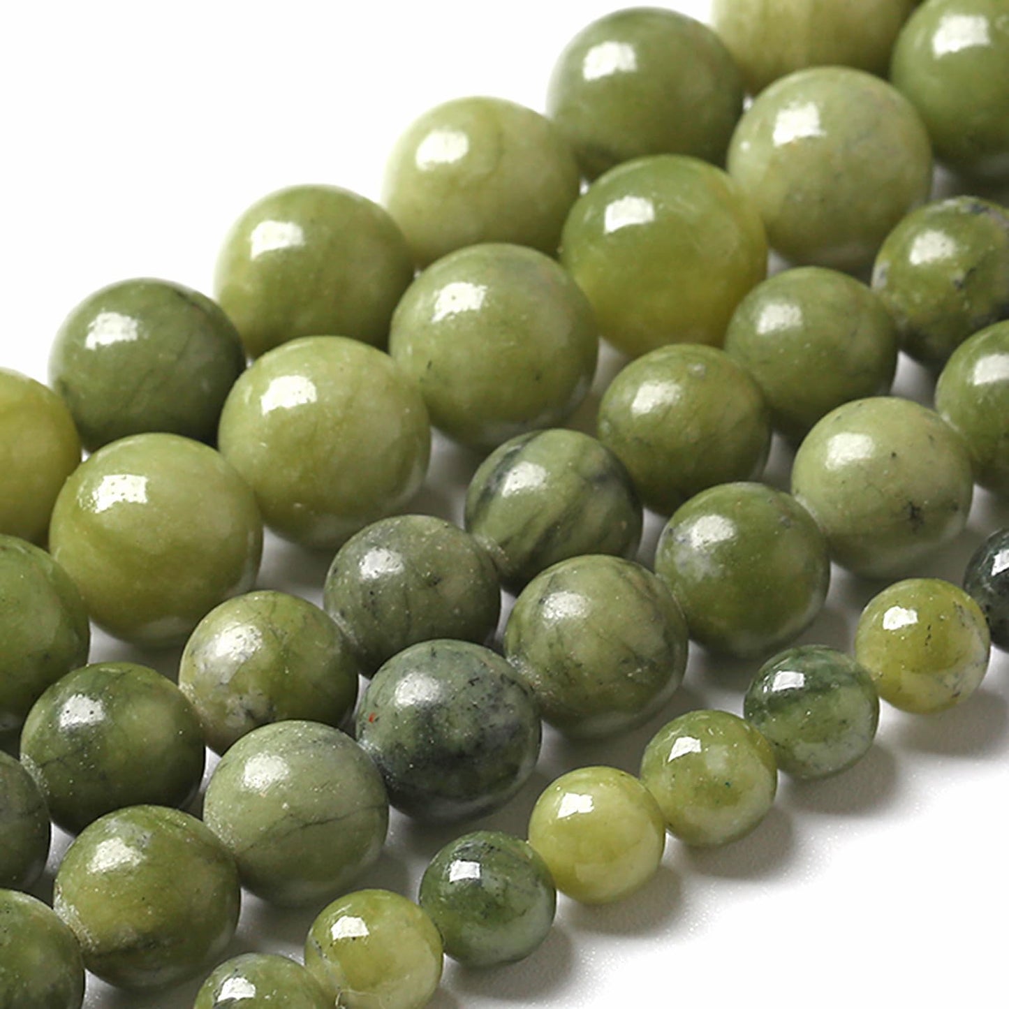 180pcs 4MM Natural Stone Chinese Green Jade Beads Round Loose Beads for Jewelry Making Bracelet 2 Strands 32"