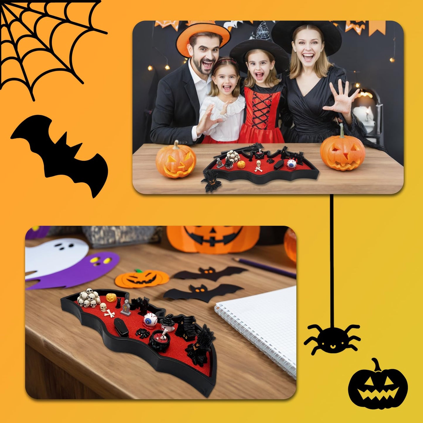 Bat Zen Garden Kit Mini Décor Halloween Spooky Office Decorations Tray for Work Desk Accessories Coffin Gothic Goth Desktop