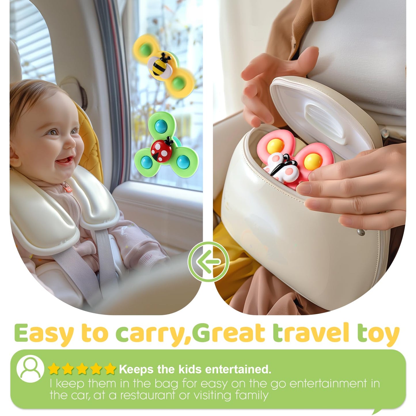 ALASOU 6 PCS Suction Cup Rotating Toys(3 Farm+3 Space) for Infant and Toddlers