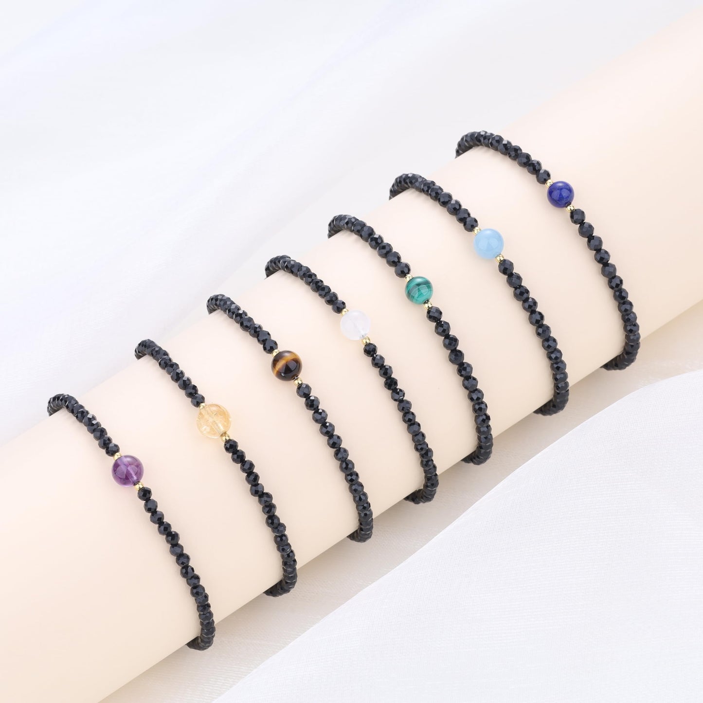 COAI Birthstone Bracelet for Women, Malachite Black Tourmaline Bracelet for Women 3mm