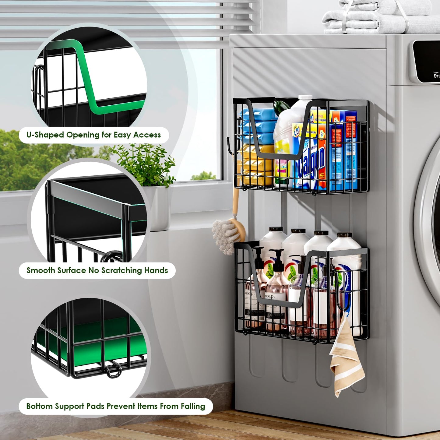 YIWANFW 2 Set Magnetic Shelf for Fridge, Potato & Onion Storage Bins, Magnetic Fruit Basket for Refrigerator Pantry Kitchen Counter Laundry, Magnetic Fridge Organizer Spice Snacks Magnet Fridge Shelf