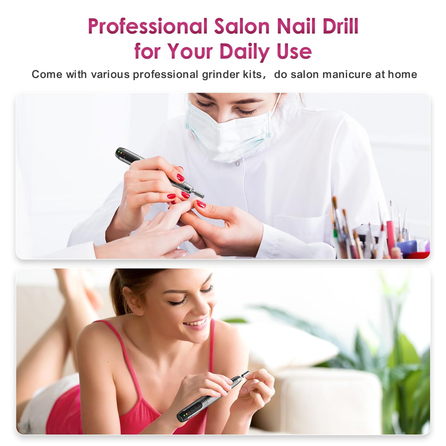 COSLUS C20 Cordless Nail Drill Electric File: Professional for Acrylic Gel Dip Powder Nails Portable Nail Drill Machine Kit for Manicure Pedicure Nail Set with Everything Rechargeable Lightweight