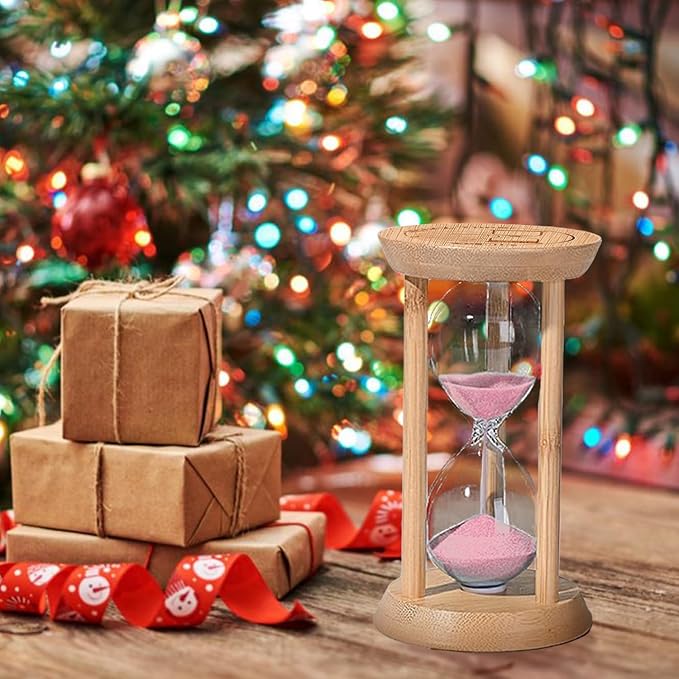 Sand Timer 30 Minute,Small Hourglass 30 Min,Wooden Frame Sandglass Timer,Sand Clock,Mini Sand Watch for Toothbrush Timer,Baking,Game,Pink