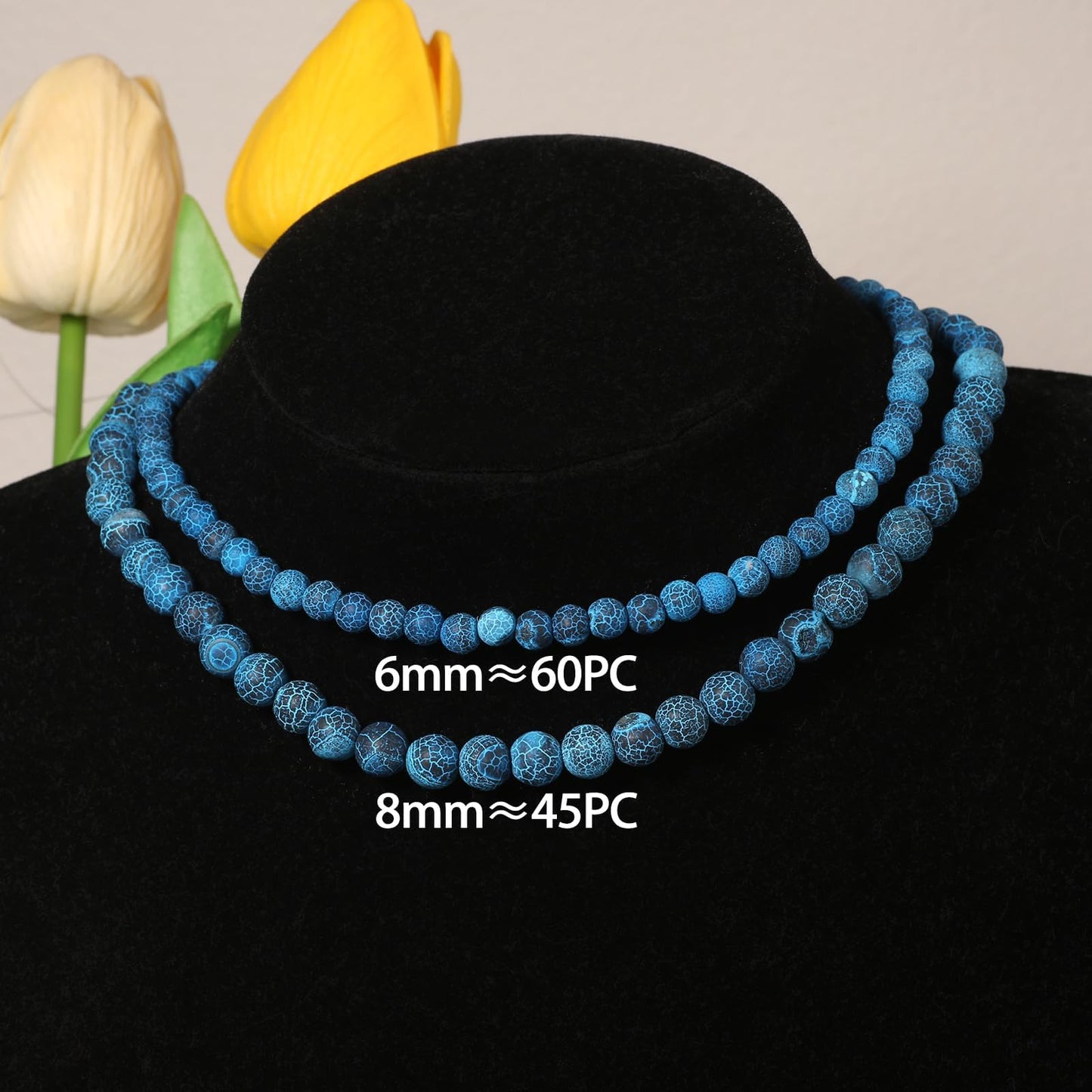 6mm Deep Blue Matte Oxidized Natural Stone Beads Round Loose Beads for Jewelry Making Yochus DIY Beads Bracelet Necklace