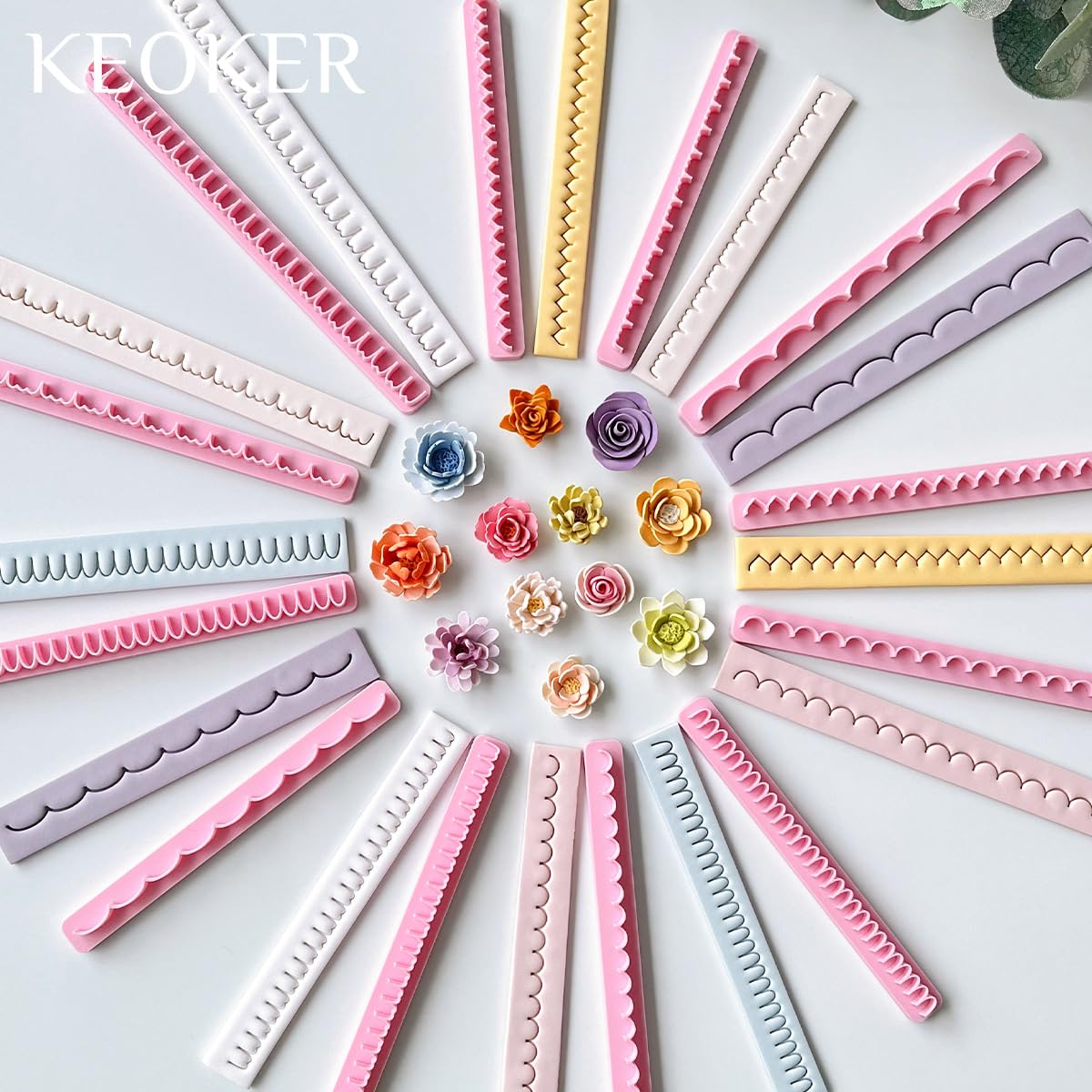 Keoker Polymer Clay Flower Petal Line Cutter, Shape Polymer Clay Cutters to Make 3D Flowers, Polymer Clay Petal Tool