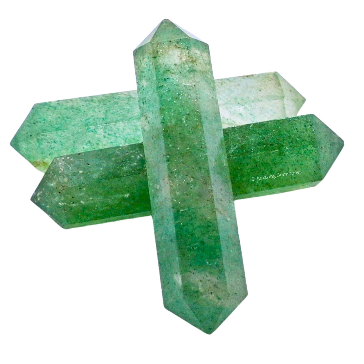 Amazing Gemstone Green Strawberry Quartz Crystal Points Bulk Healing Crystals - Pack of 3 Double Terminated Healing Wand Point Bulk Crystals, Crystal Grid, DIY - Premium Crystals for Beginners Gifts
