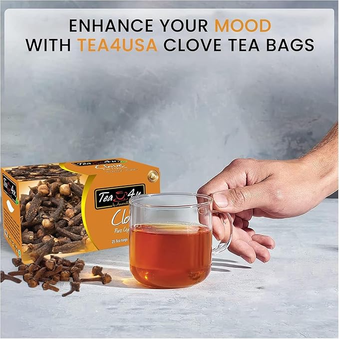 Tea4U Flavored Black Ceylon TeaBags (Clove) - Ideal Quality from Sri Lanka's Finest Leaves and Expertly Blended - 25 Count