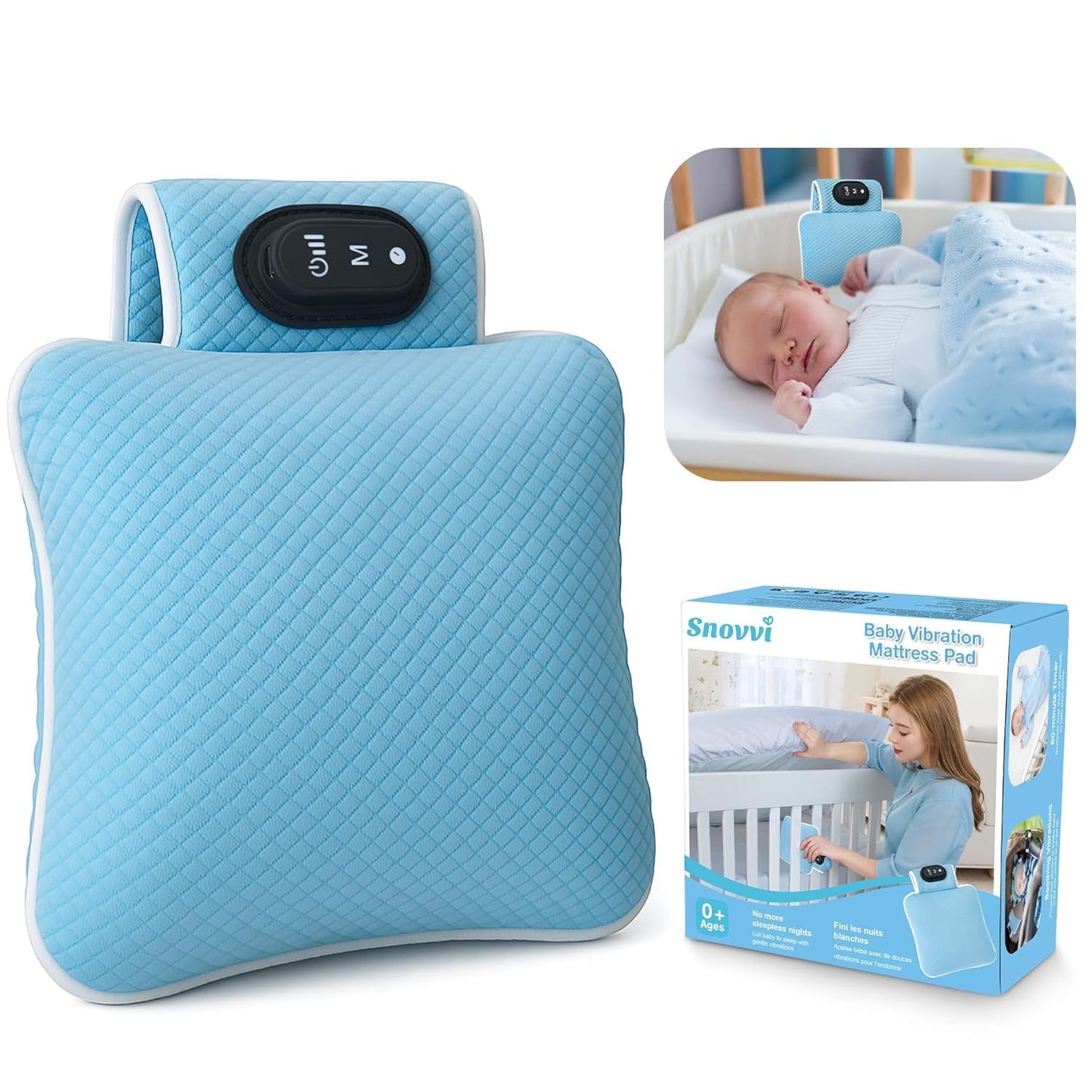 Baby Vibrating Soother,Baby Patter for Sleep,Rechargeable Baby Sleep Soother Pad with 3 Vibration Modes & 90M Timer - Portable Vibration Mattress for Crib, Bassinet, and Travel Stroller