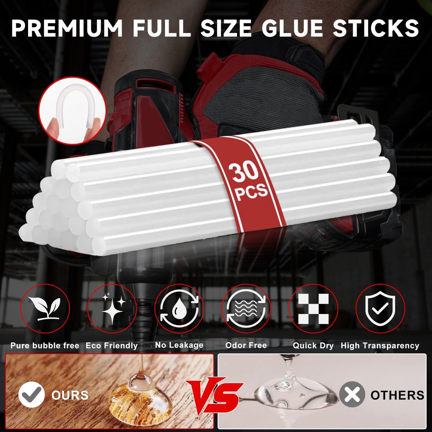 Cordless Hot Glue Gun Kit with Battery and Charger, 3.5Ah Rechargeable M18 Battery, 30pcs 0.43'' Glue Sticks, Fast Preheating, Wireless Full Size Glue Gun for Crafts & DIY