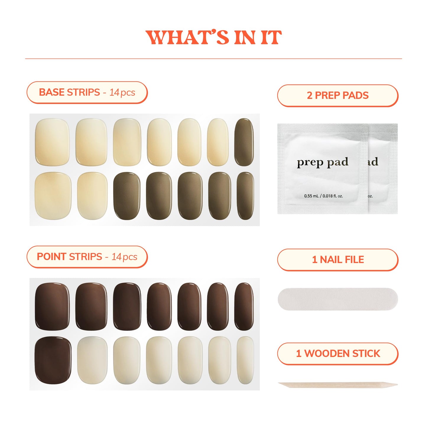 Heyhae Semi Cured Gel Nail Strips | No LED Lamp Needed | Solid, Neutral | Easy Apply & Remove, Salon Quality | Includes 28 Strips, 1 Prep Pads, Nail File & Wooden stick - Hey, Spill the Tea