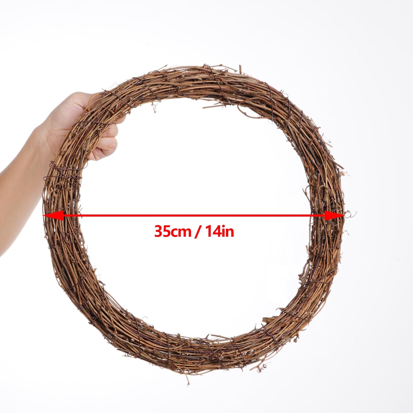 Grapevine Wreath Set, Marrywindix 1 Piece Natural Vine Branch Wreath Christmas DIY Rattan Wreath Garland for Christmas Holiday Craft Wedding Decor (14 in.)