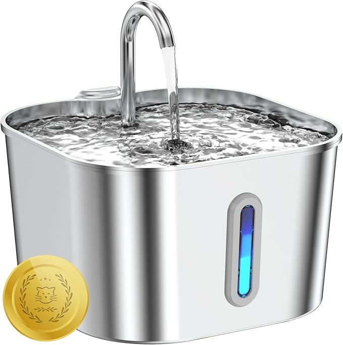 Lawfery Cat Water Fountain Stainless Steel, 74oz/2.2L Pet Fountain