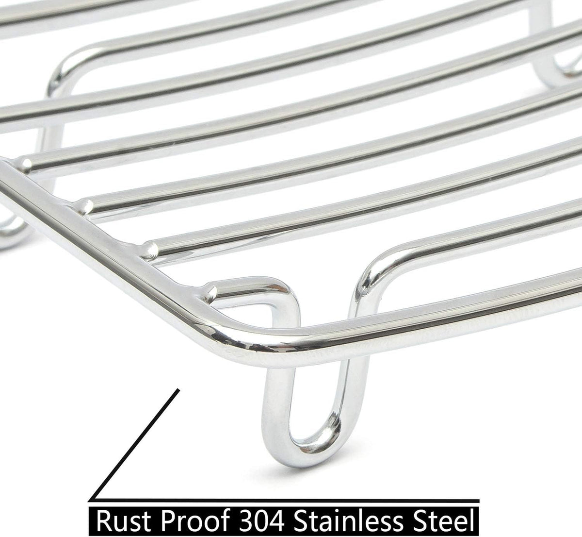 Bar Soap Dish Holder for Shower Bathroom Stainless Steel Rust Proof Self Draining with White Soap Saver Pad