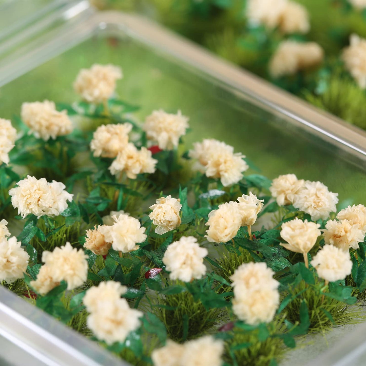 Yetaha 40 Pcs Flower Cluster, Vegetation Groups Grass Tuft, Handmade Premium Static Model Miniature Shrubs, Flower Grass Scenery for DIY Garden Courtyard Railway Landscape Layout (Gardenia, White)