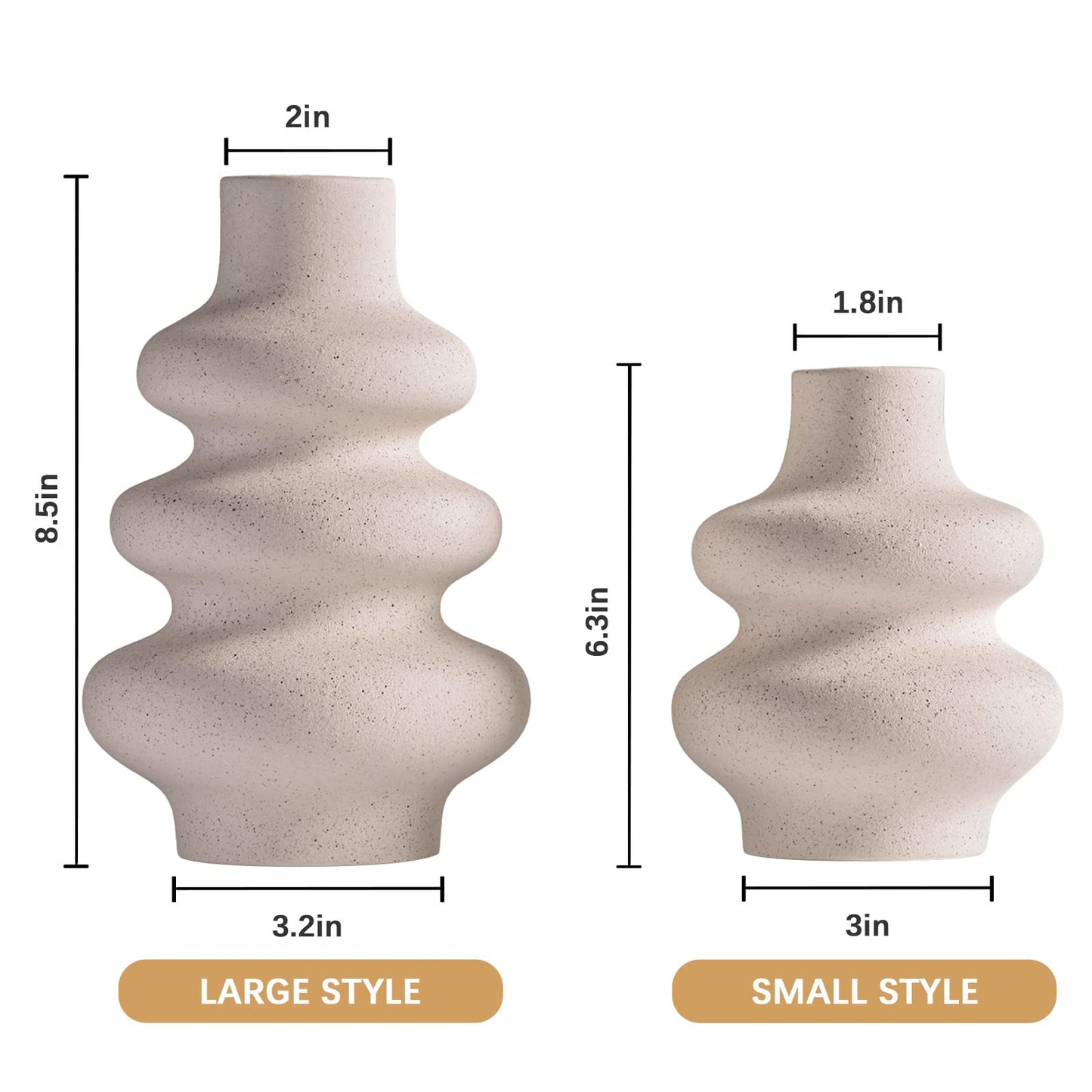 Ceramic Vases Set of 2-White Vase for Modern Home Decor, Flower Vases for Aesthetic Room Decor,Boho Decor Wedding Dinner Table Party Office Centerpiece Table Decorations (A White)