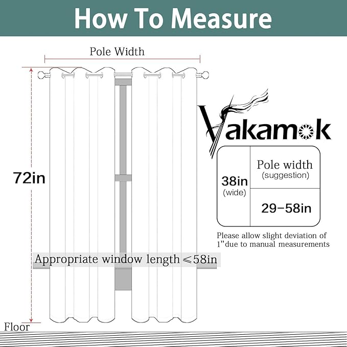 Yakamok 72 Inch Long Room Darkening Thermal Insulated with Grommet Window Curtain for Bedroom, 38Wx72L inch, Light Beige, 2 Panels