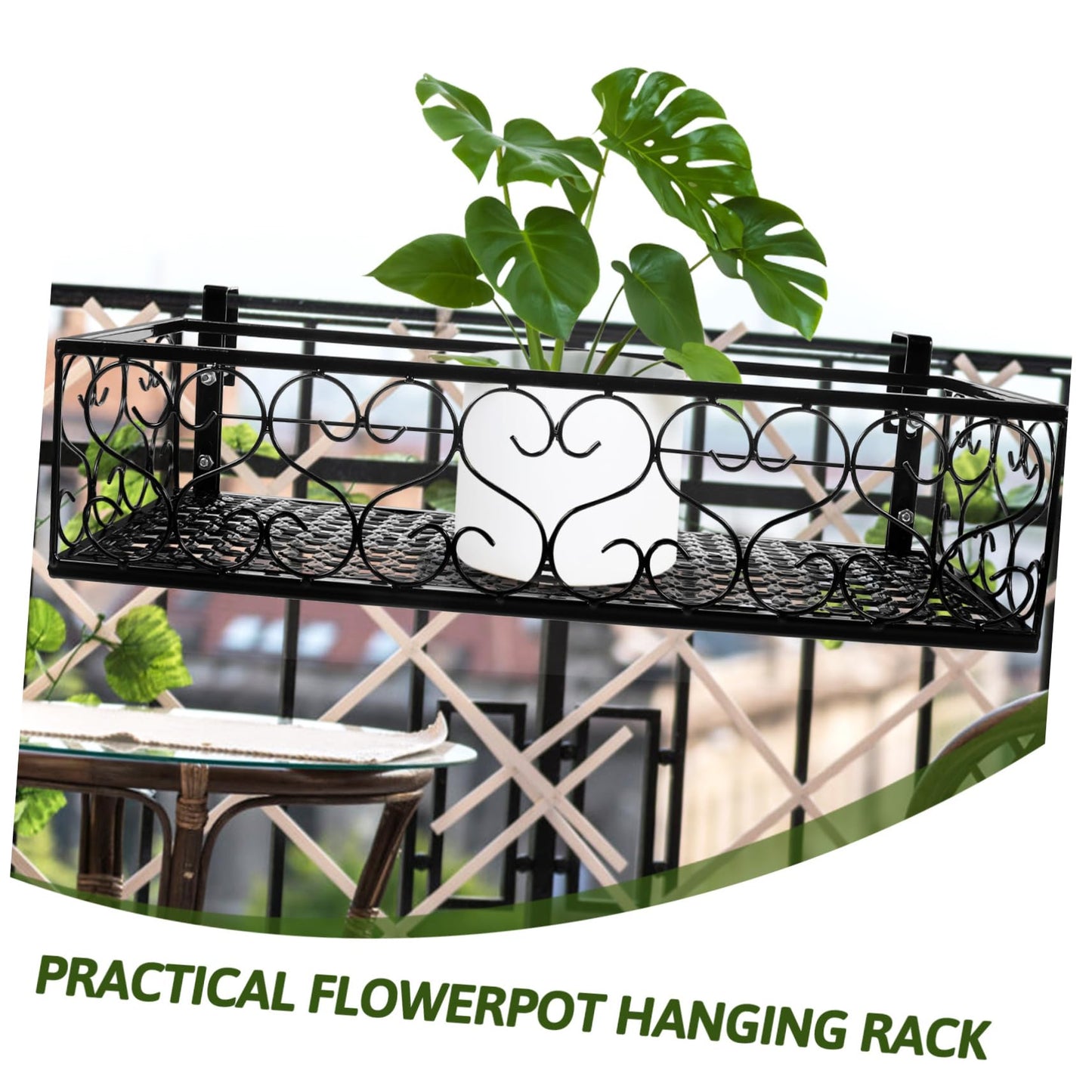 POPETPOP Hanging Window Plant Shelf Metal Flowerpot Rack Balcony Planters Railing Holder