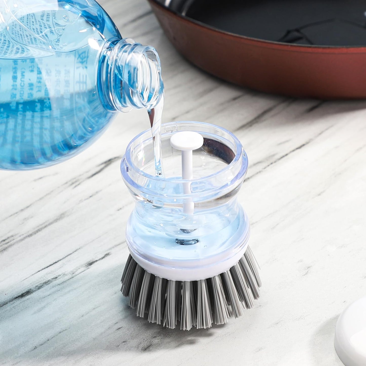 2 Pcs Dish Brushes, Kitchen Scrub Brush,Cleaning Brush, for Dish Scrubber Brush with Soap Dispenser(Gray) Dish Pot Pan Sink Cleaning (2, Gray)