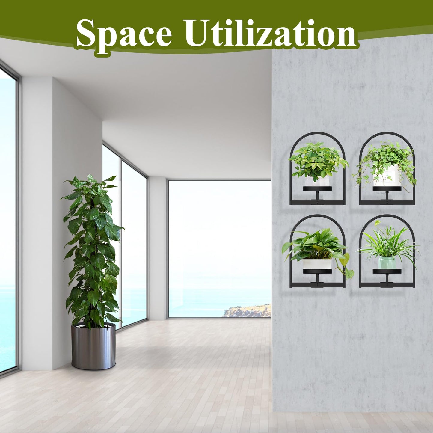 PEKGRIL 3 Pack Wall Plant Holders, Metal Window Planters Shelves, Indoor Plants Stands, Wall Decor Planter Hanging Shelf, Gifts for Plant Lovers