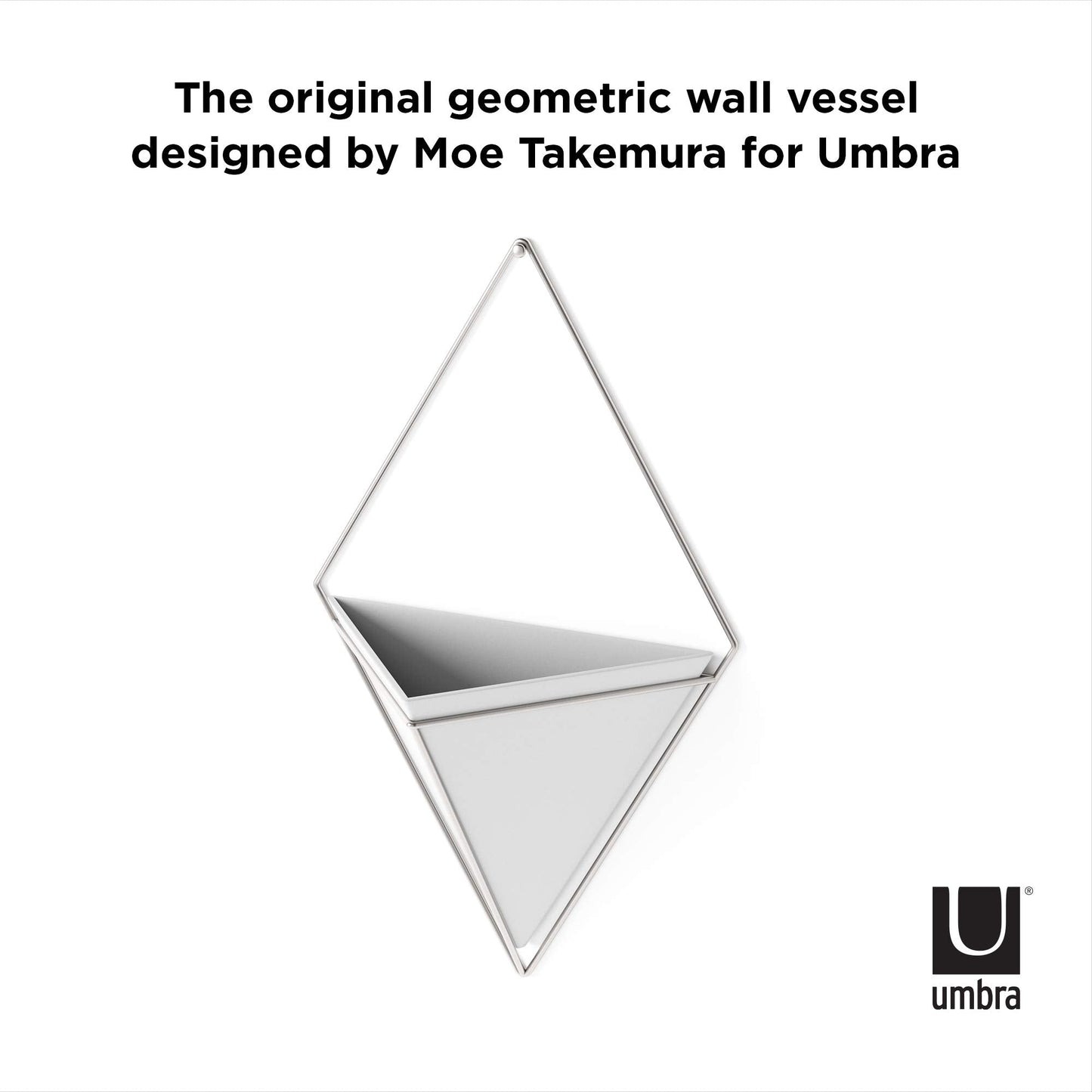 Umbra Trigg Hanging Planter Vase Wall Decor, Pot and Container for Succulents, Cactus, Faux Plants, and More, Large, White/Nickel