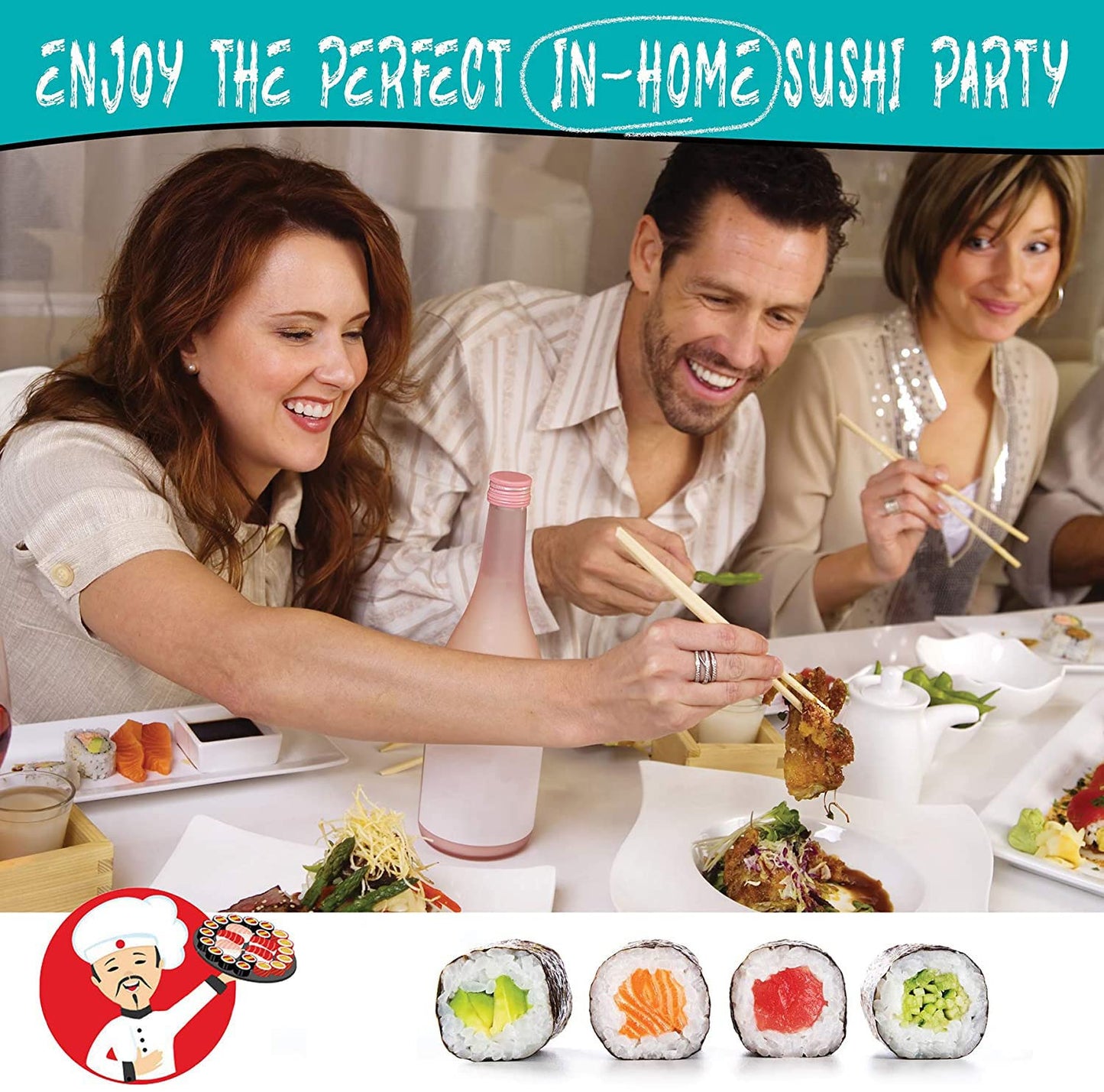 SmileTools Sushi Making Kit, 22 in 1 Sushi Roller Sushi Maker Kit with Bamboo Sushi Rolling Mats, Bazooka, Chef's Knife, Chopsticks, Sauce Dishes, Rice Spreader, Avocado Slicer, Guide Book