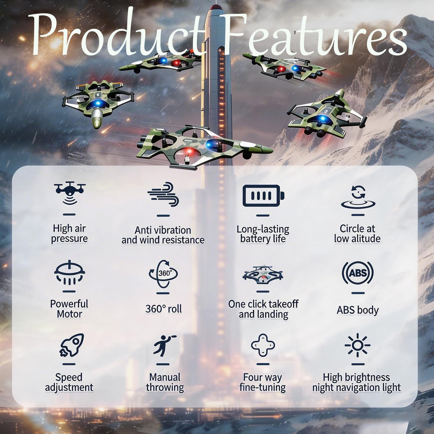RC Planes For Kids Adults,Remote Control Airplane with LED Lights,360° Flip and Headless Mode,Orbit Flight,One-Key Takeoff/Landing,2 Rechargeable Batteries,Remote Control Plane Best Gift for Kids