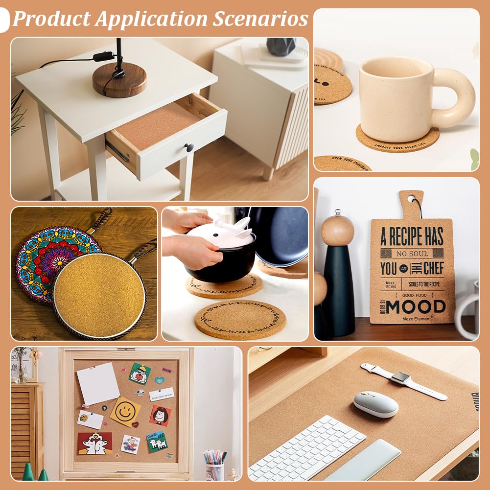 BENECREAT 19.68ftx7.8inch Cork Roll, 2mm Natural Cork Board Bulletin Board Corkboard Paper Sheets for Coaster, Wall Decoration, Party and DIY Crafts Supplies
